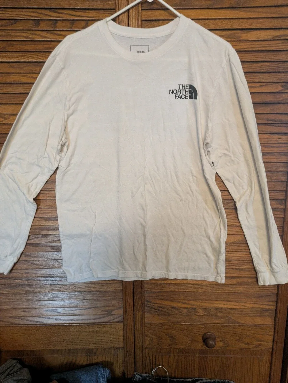 The North Face Men's Long Sleeve White Tee Shirt Back Logo Size Medium